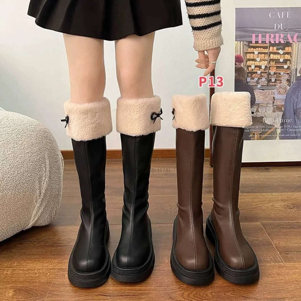 บูทสูงแต่งขนนุ่ม